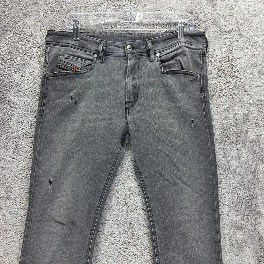 Diesel Jeans Mens 33x32 Gray Stickker Super Slim Skinny Stretch Zip Fly 0677I